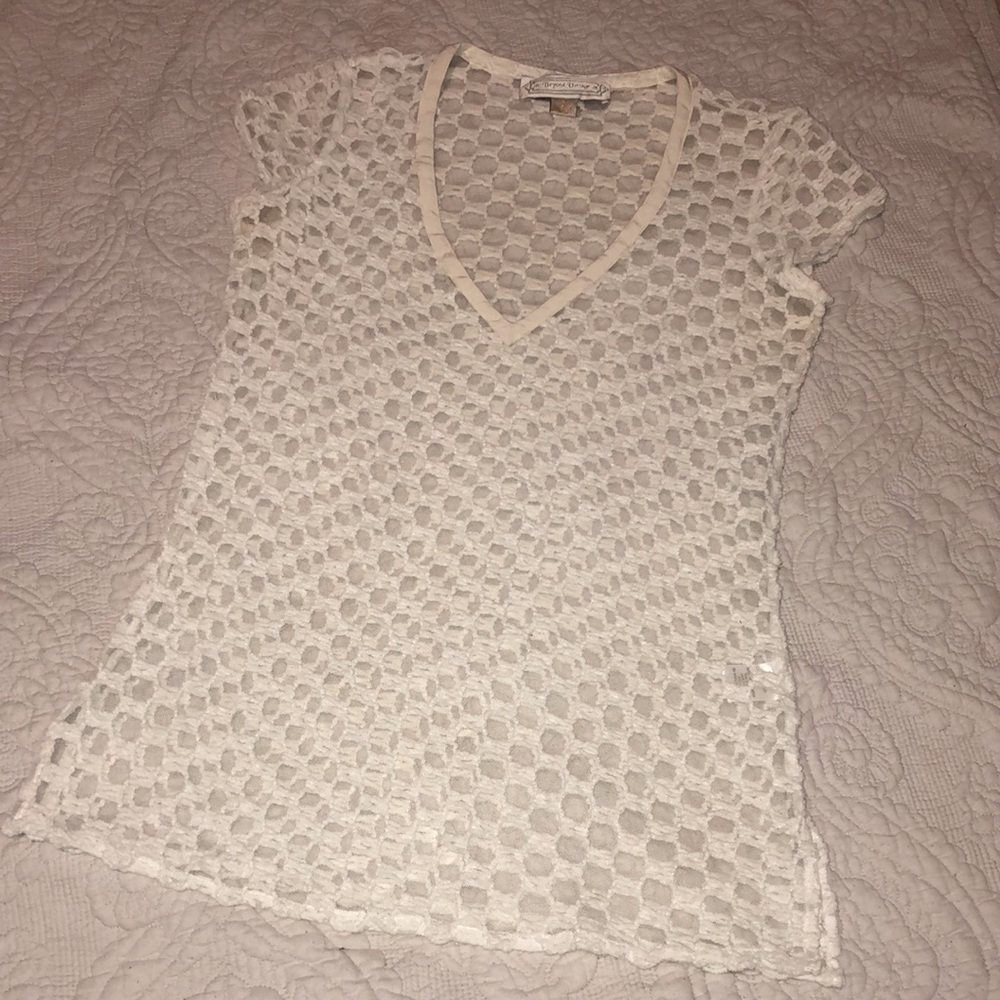 Beyond Vintage Mesh Top w/ Silk Trim - XS